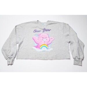Care Bear Cheer Bear Crop Sweatshirt Size M Gray Sweater Cheerleader